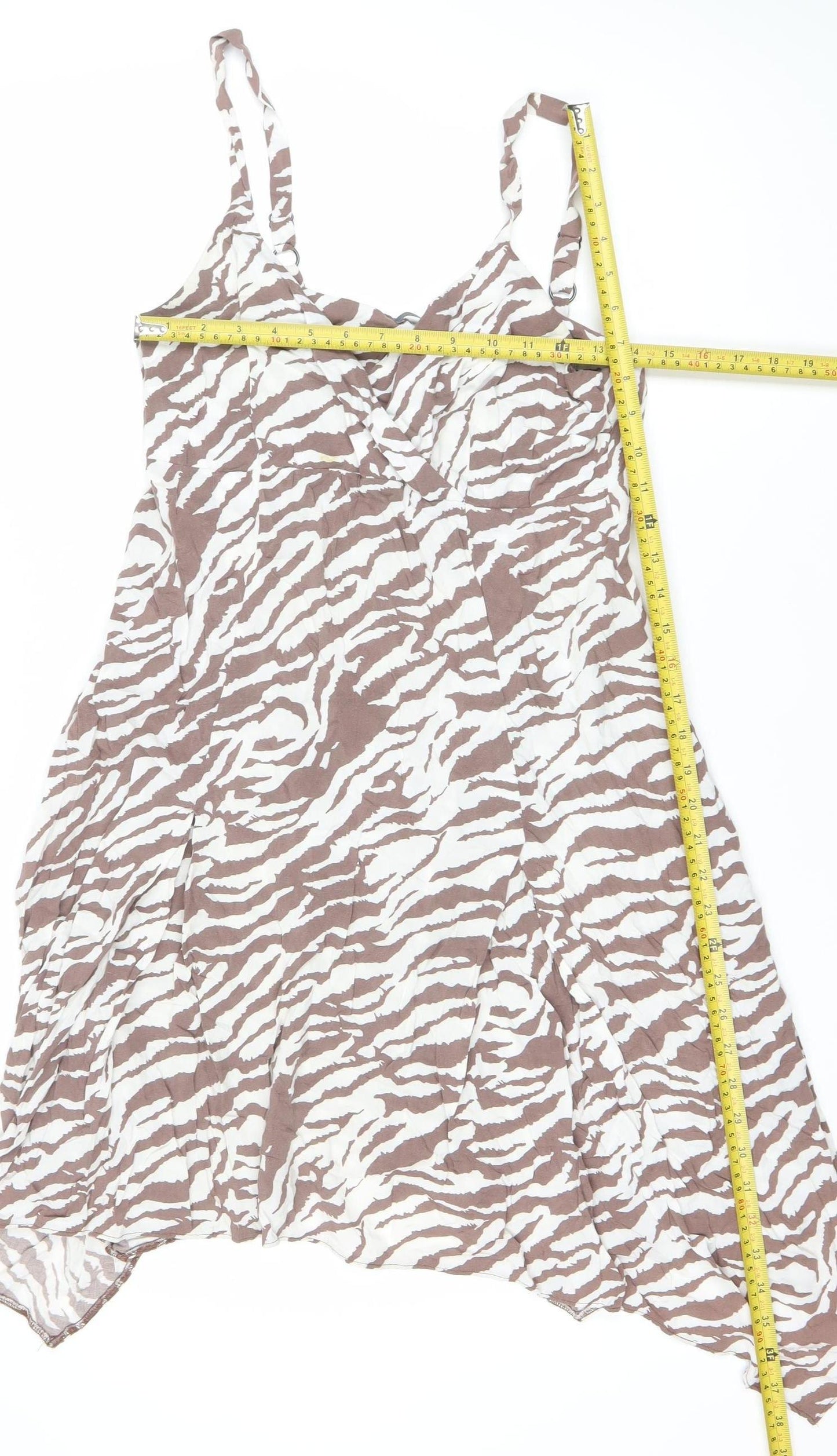 Bh Women’s Brown Animal Print Viscose Midi Slip Dress Size 12