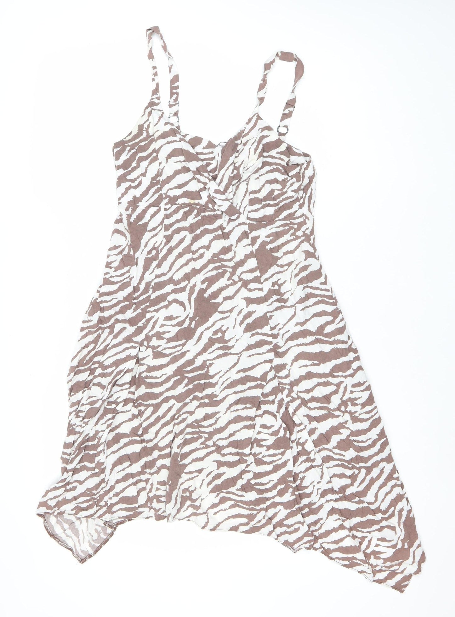 Bh Women’s Brown Animal Print Viscose Midi Slip Dress Size 12