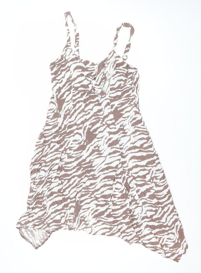 Bh Women’s Brown Animal Print Viscose Midi Slip Dress Size 12