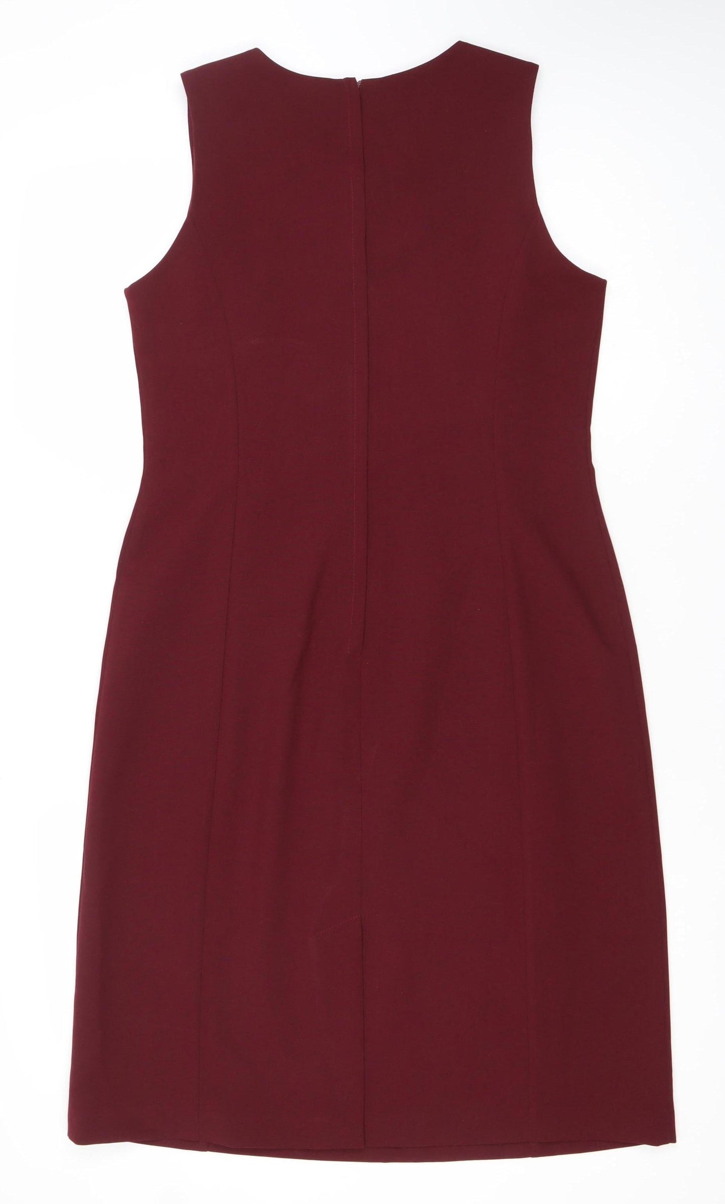 BHS Women Red Size 14 Sleeveless Sheath Knee Length Dress