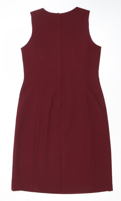 BHS Women Red Size 14 Sleeveless Sheath Knee Length Dress