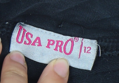 USA Pro Womens Black Size 12 Sweatpants Trousers Cotton Stretch