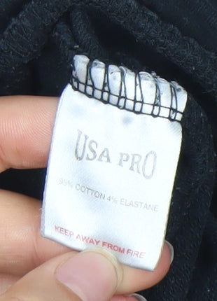 USA Pro Womens Black Size 12 Sweatpants Trousers Cotton Stretch