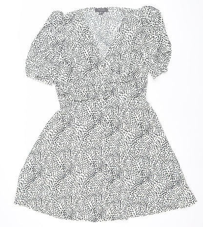 Primark Women’s Black White Animal Print Mini Bodycon Dress Size 12