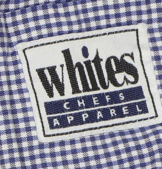 Whites Mens Blue Check Chef Workwear Trousers M Cotton Elastic Waist