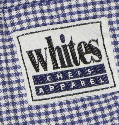 Whites Mens Blue Check Chef Workwear Trousers M Cotton Elastic Waist