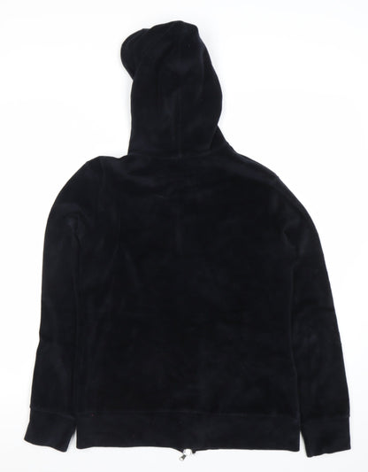 Benetton Womens Black Full Zip Velour Hoodie M