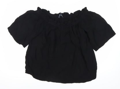 Womens UK Size 14 French Connection Black Tunic Blouse