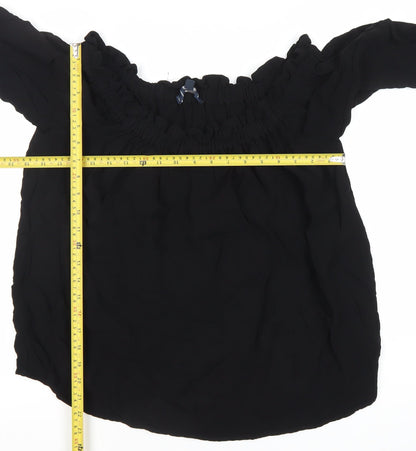 Womens UK Size 14 French Connection Black Tunic Blouse