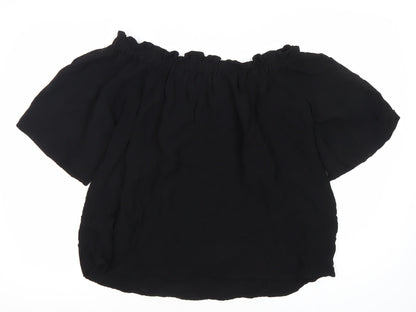 Womens UK Size 14 French Connection Black Tunic Blouse