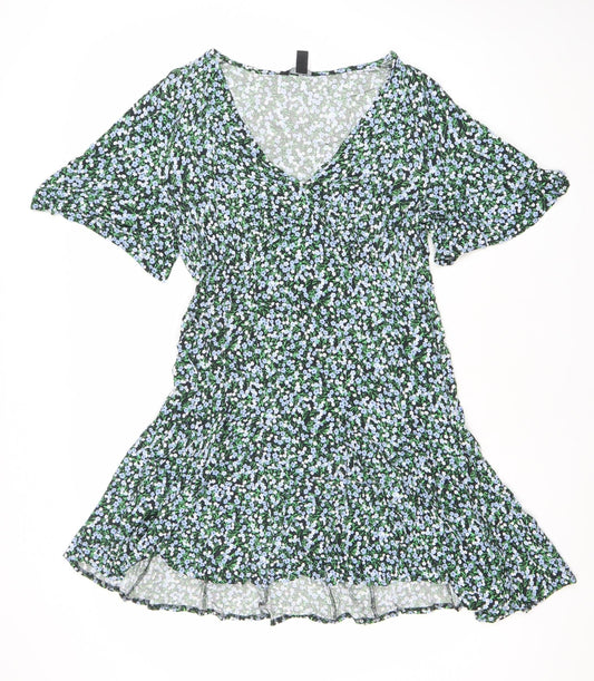 New Look Women’s Floral Asymmetric V-Neck Dress Size 14