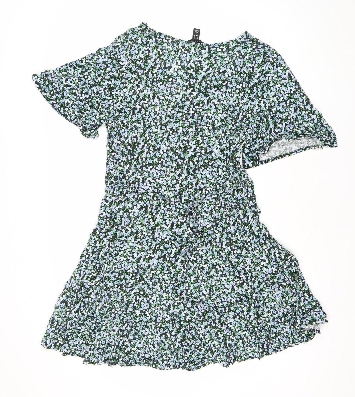 New Look Women’s Floral Asymmetric V-Neck Dress Size 14