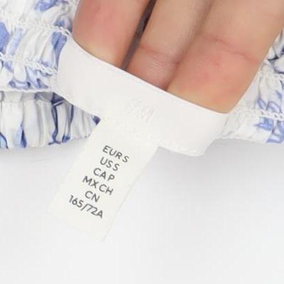 H&M Womens White Blue Floral A-Line Short Skirt Size M