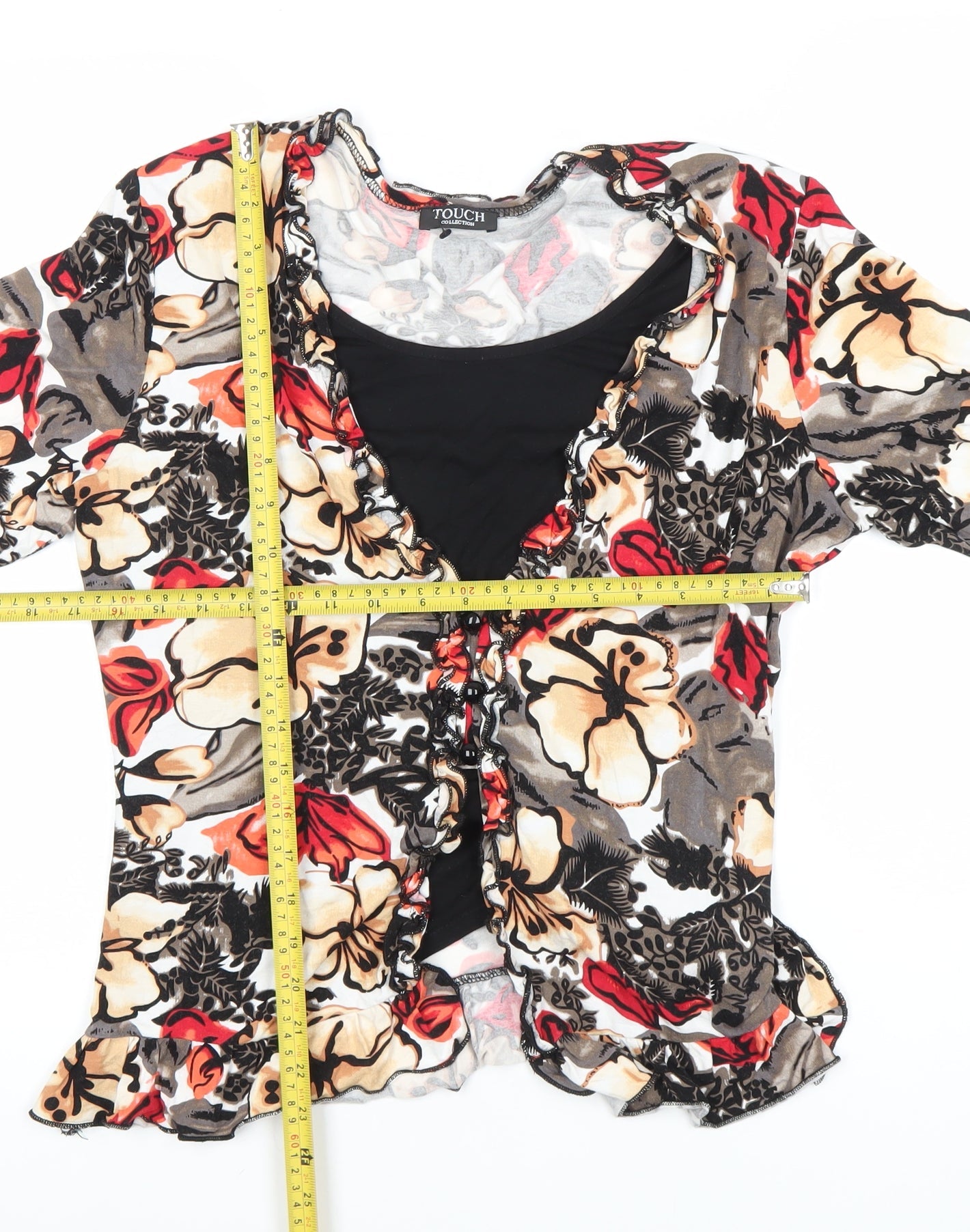 Touch Collection Womens Multicoloured Floral Ruffle Wrap Blouse Size 18