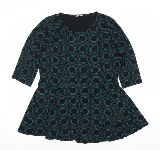 Marks and Spencer Women’s Black Green Skater Dress UK 16