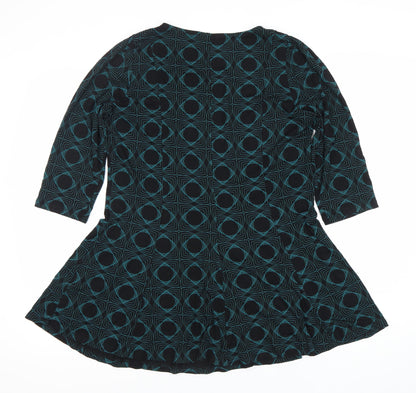 Marks and Spencer Women’s Black Green Skater Dress UK 16