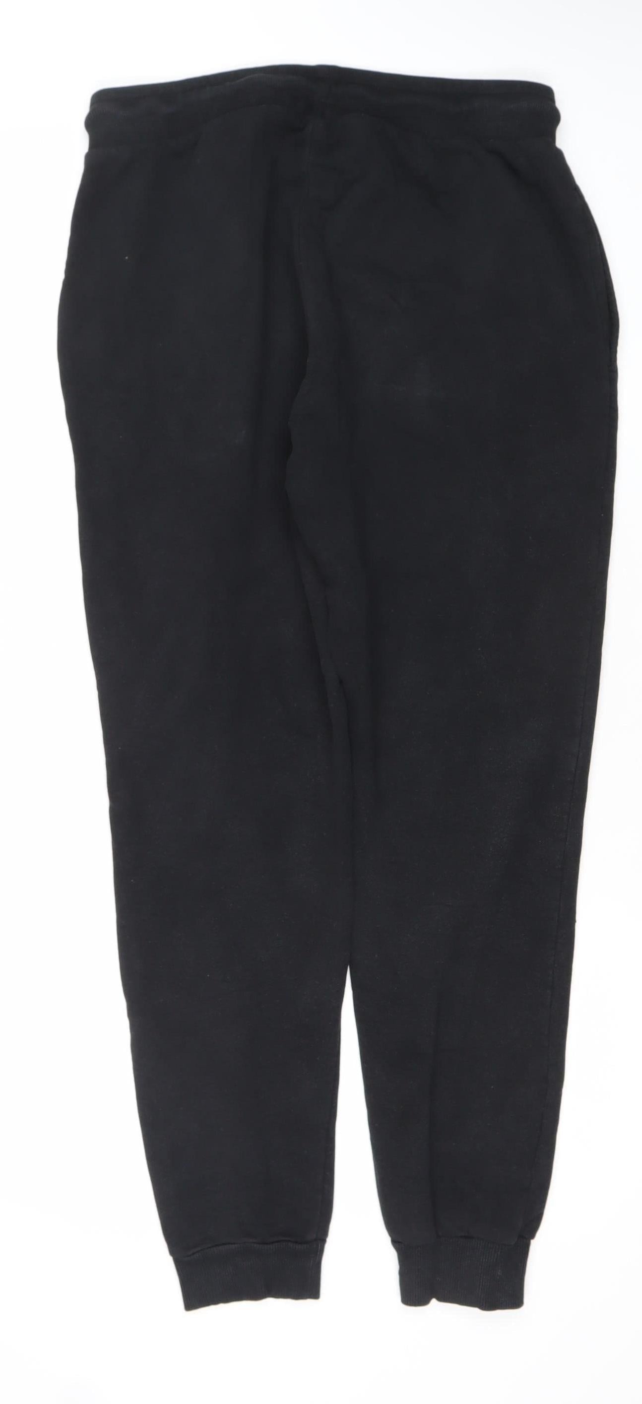 River Island Men’s Black Jogger Trousers M Fleece Elastic Waist Pockets