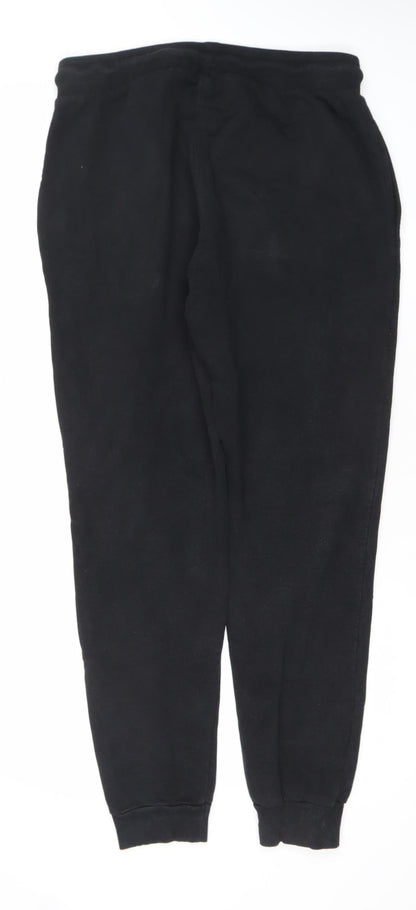 River Island Men’s Black Jogger Trousers M Fleece Elastic Waist Pockets