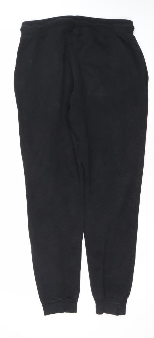 River Island Men’s Black Jogger Trousers M Fleece Elastic Waist Pockets