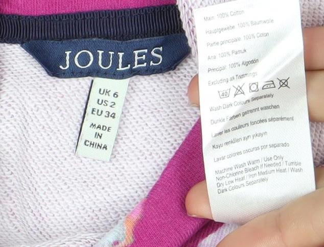 Joules Womens Pink Floral Sheath Dress Size 8 Long Sleeve Zip