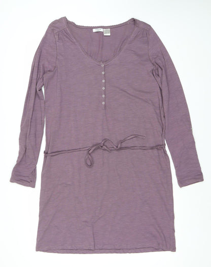 La Redoute Women’s Purple Shirt Dress Size 16/18 Long Sleeve V-Neck Cotton
