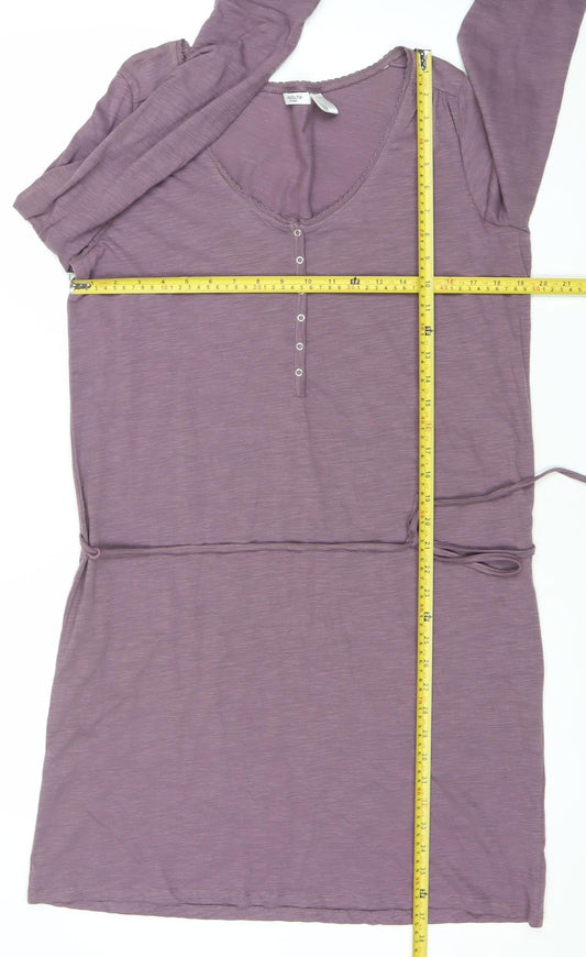 La Redoute Women’s Purple Shirt Dress Size 16/18 Long Sleeve V-Neck Cotton