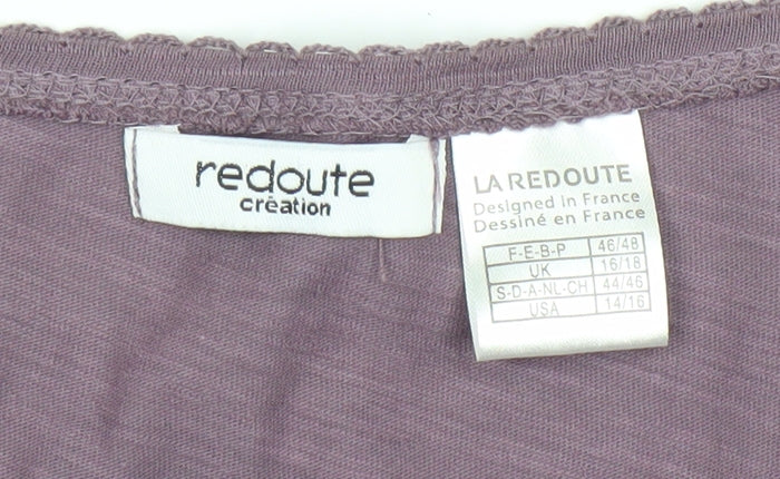 La Redoute Women’s Purple Shirt Dress Size 16/18 Long Sleeve V-Neck Cotton