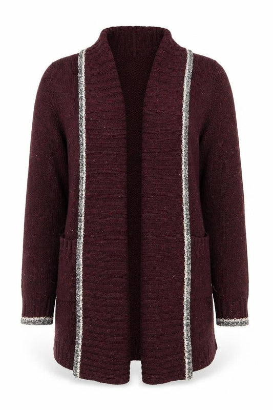 Roots Womens Red Knit Chunky Cardigan Jumper M Wool Blend