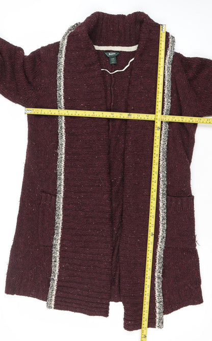 Roots Womens Red Knit Chunky Cardigan Jumper M Wool Blend