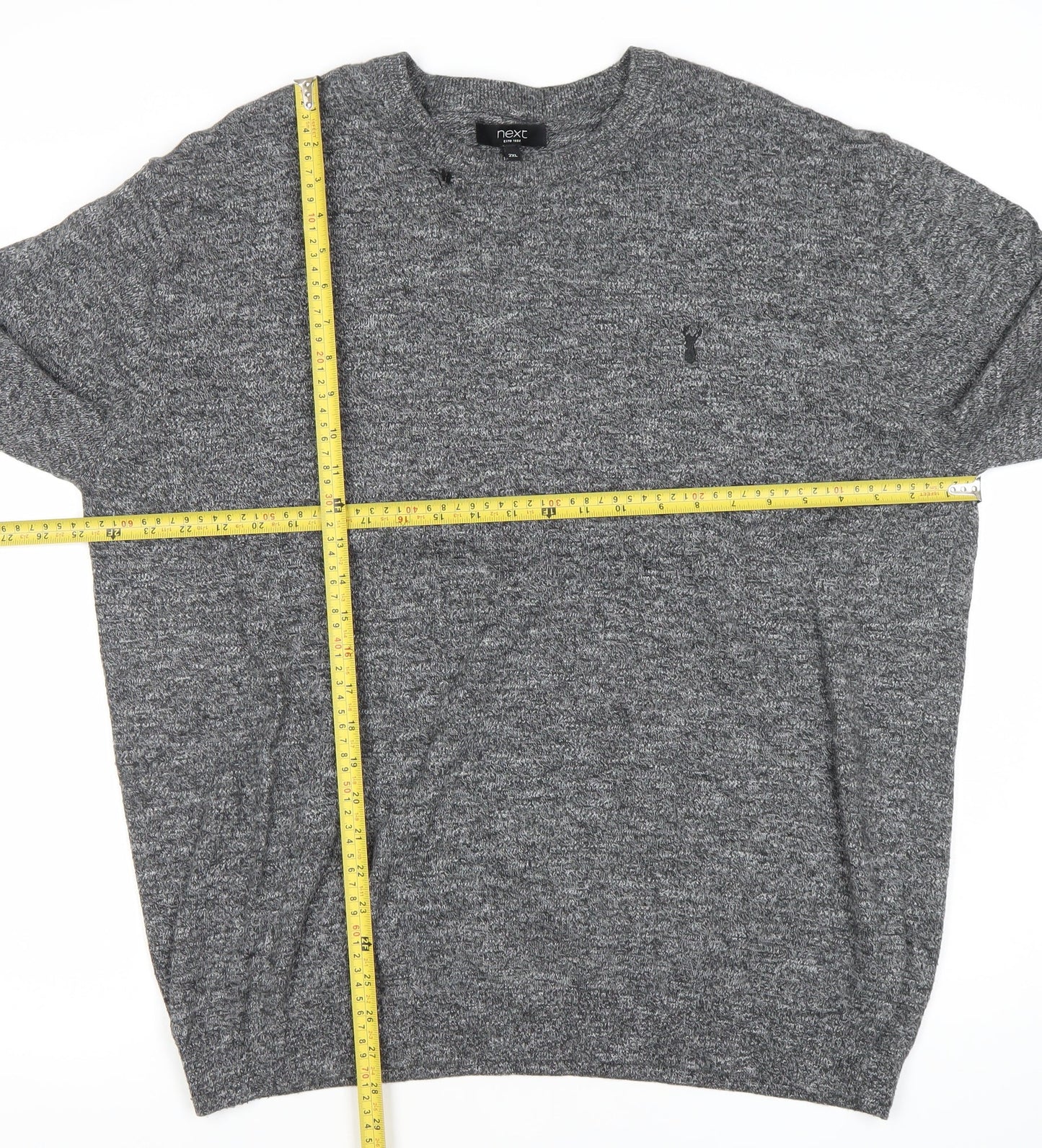 Next Men’s Grey 2XL Pullover Jumper Crew Neck Cotton Blend