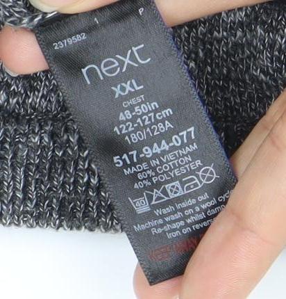 Next Men’s Grey 2XL Pullover Jumper Crew Neck Cotton Blend