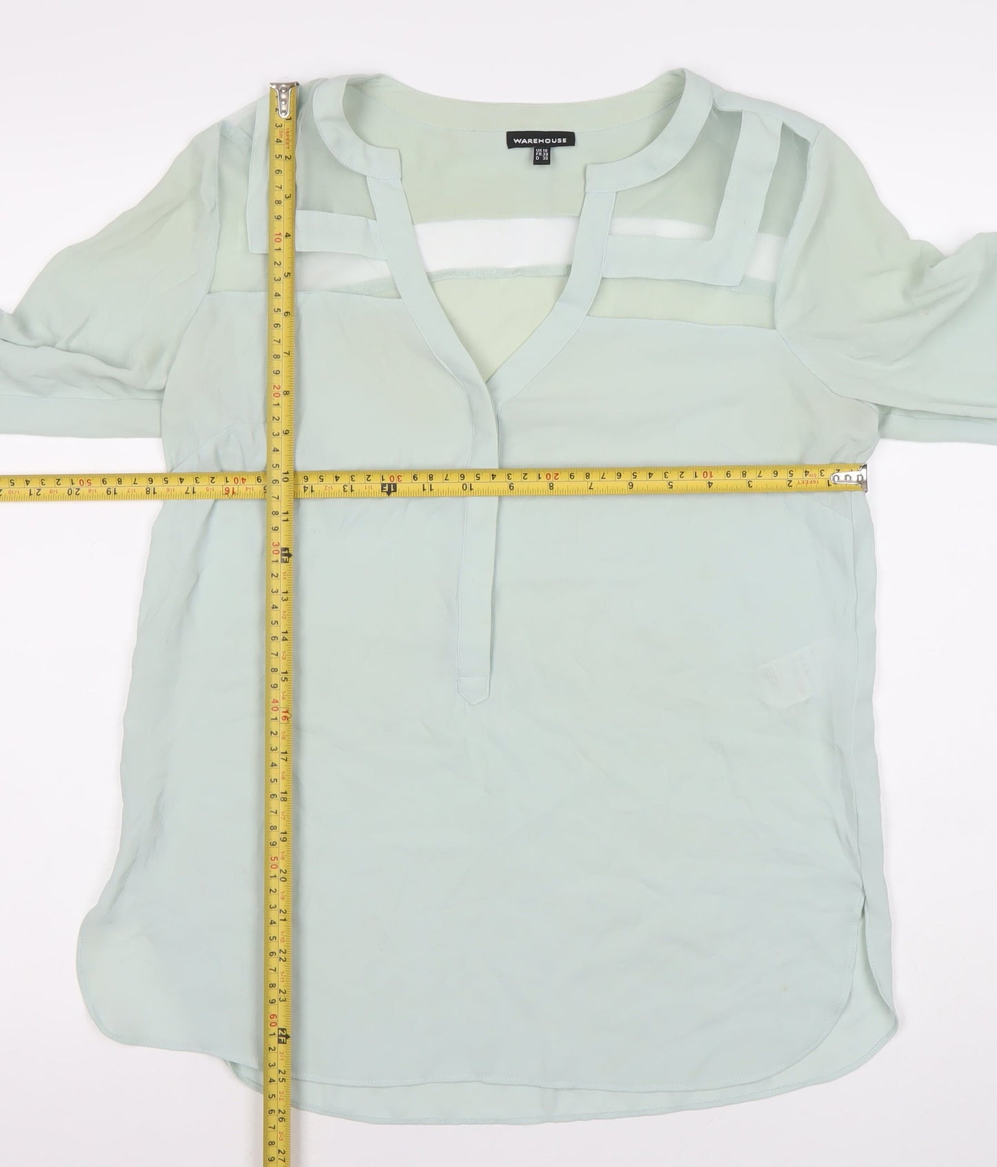 Womens UK Size 10 Warehouse Green Tunic Blouse