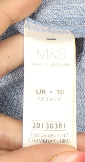 Womens UK Size 18 Marks and Spencer Regular Fit Chino Blue Trousers