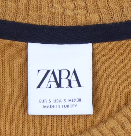 Zara Men’s Brown Knit Pullover Sweatshirt Size S Crew Neck