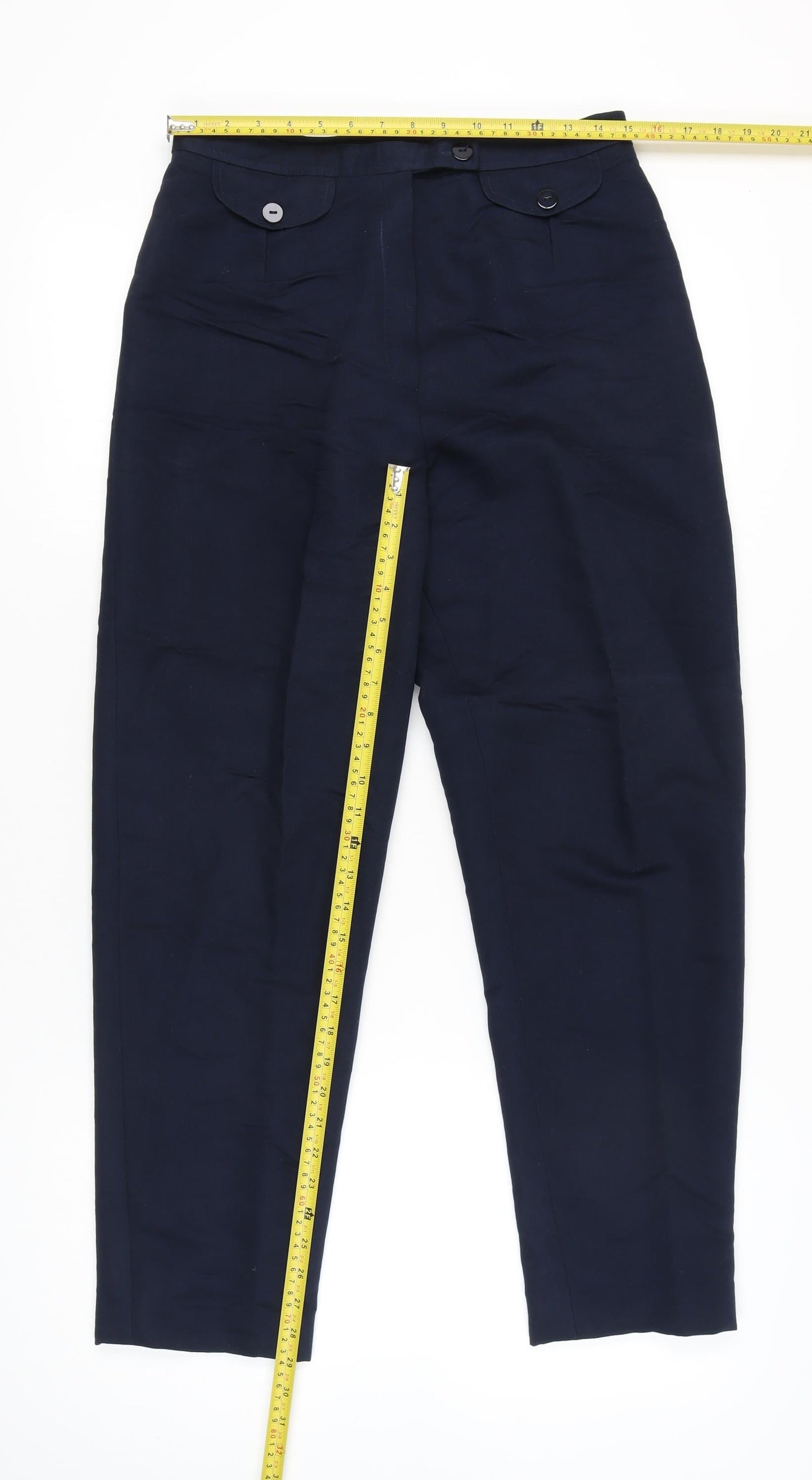 Yessica Women’s Blue Linen Cotton Tapered Trousers Size 16