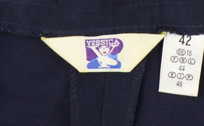 Yessica Women’s Blue Linen Cotton Tapered Trousers Size 16