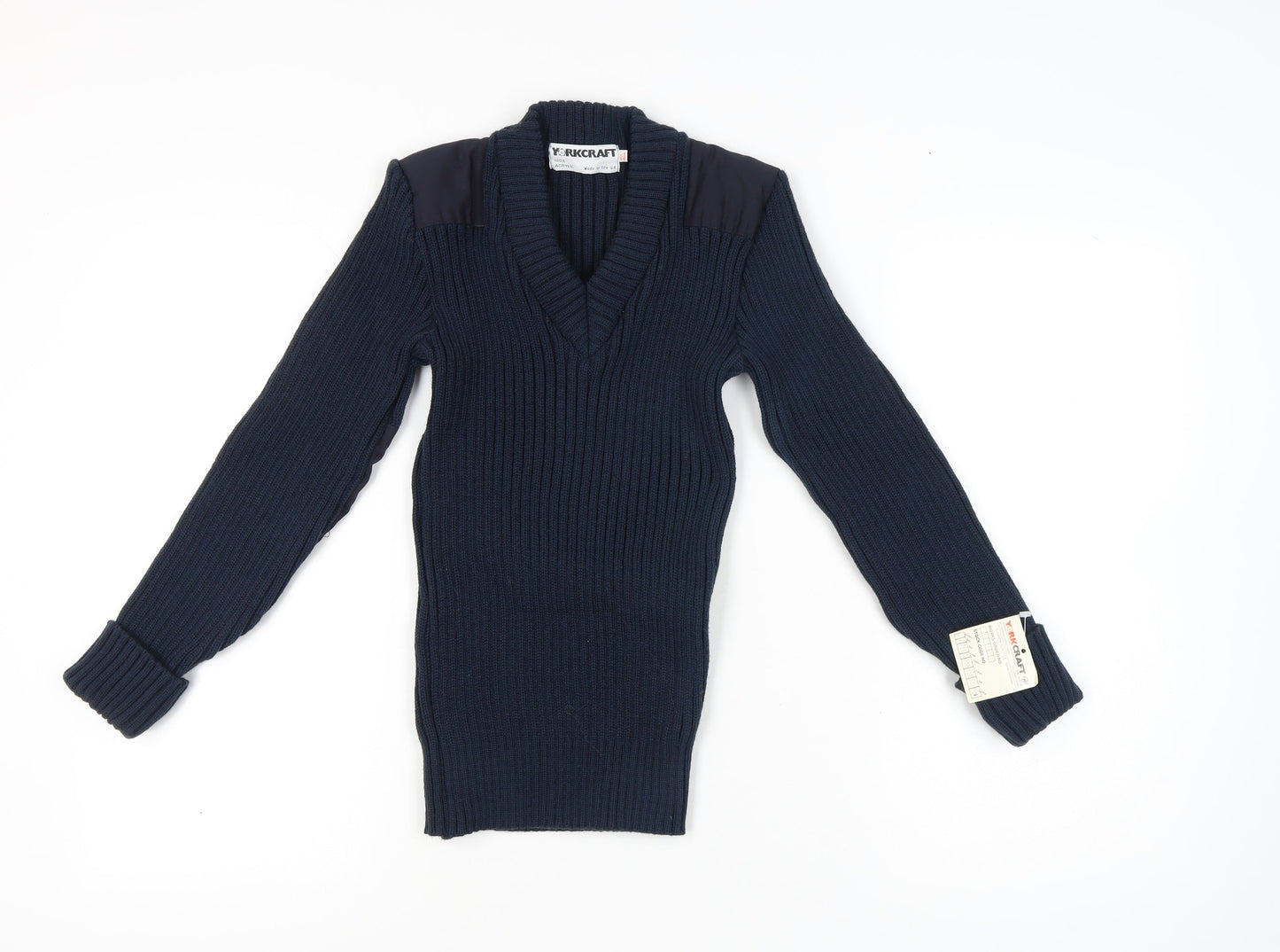 Yorkcraft Men’s Blue V-Neck Military Pullover Jumper XS