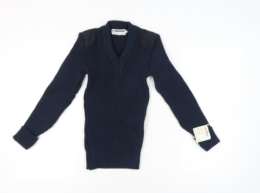 Yorkcraft Men’s Blue V-Neck Military Pullover Jumper XS