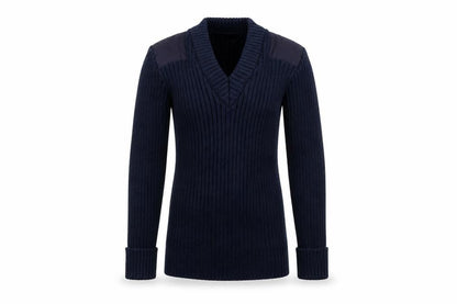 Yorkcraft Men’s Blue V-Neck Military Pullover Jumper XS