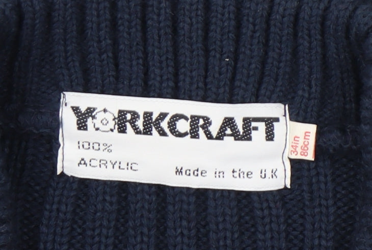 Yorkcraft Men’s Blue V-Neck Military Pullover Jumper XS