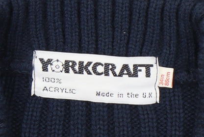 Yorkcraft Men’s Blue V-Neck Military Pullover Jumper XS