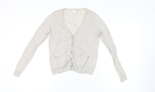 Womens UK Size XS The White Company Beige Cardigan Jumper