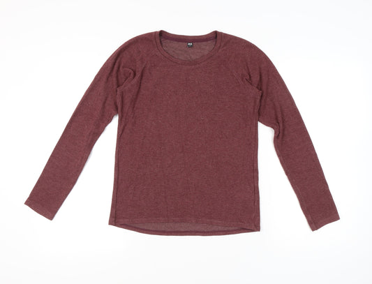 Uniqlo Men’s Red Long Sleeve Crew Neck Knit T-Shirt Size S