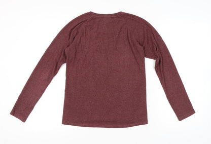 Uniqlo Men’s Red Long Sleeve Crew Neck Knit T-Shirt Size S