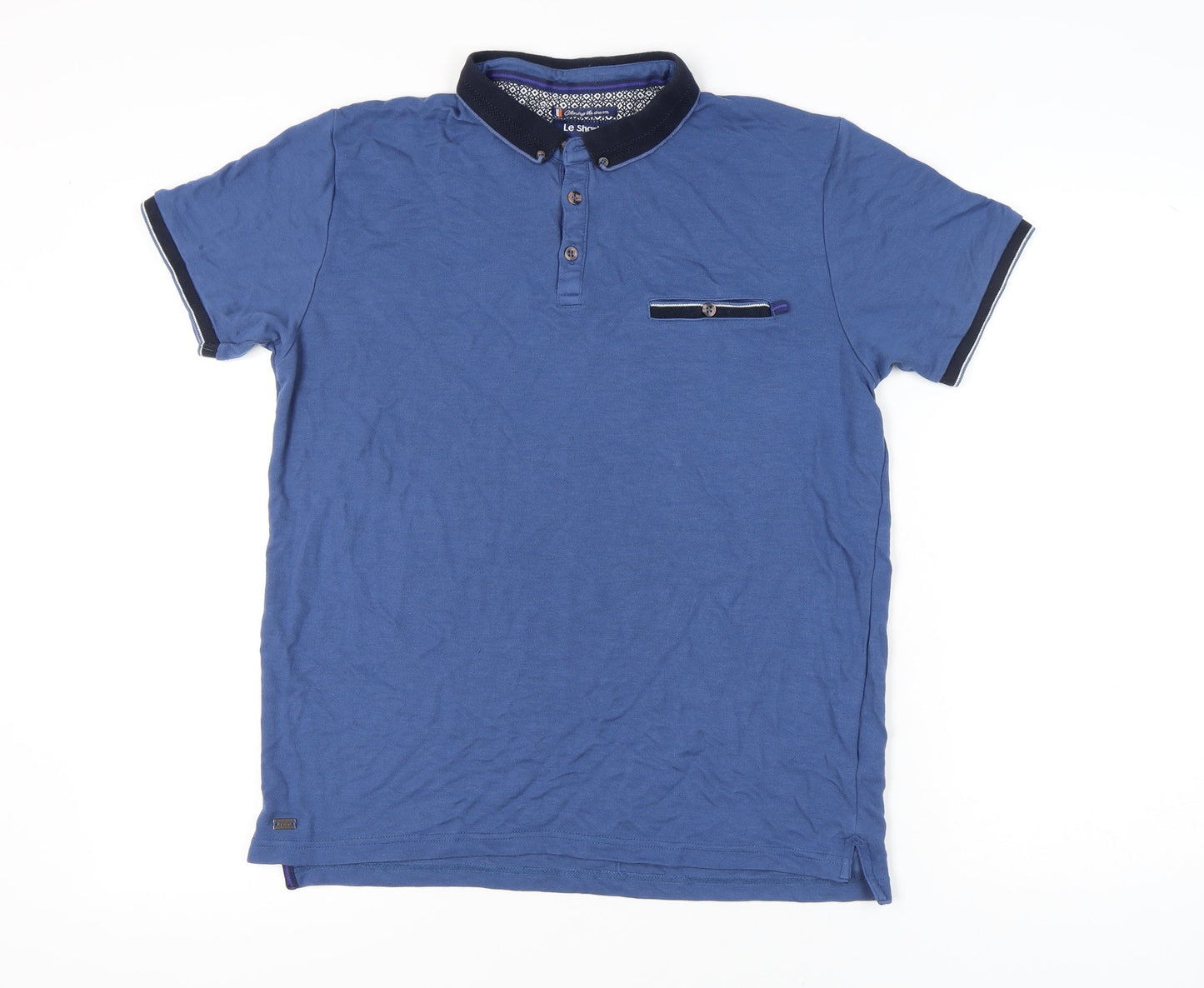 Le Shark Men’s Blue Polo Shirt Size L Short Sleeve Collared Casual