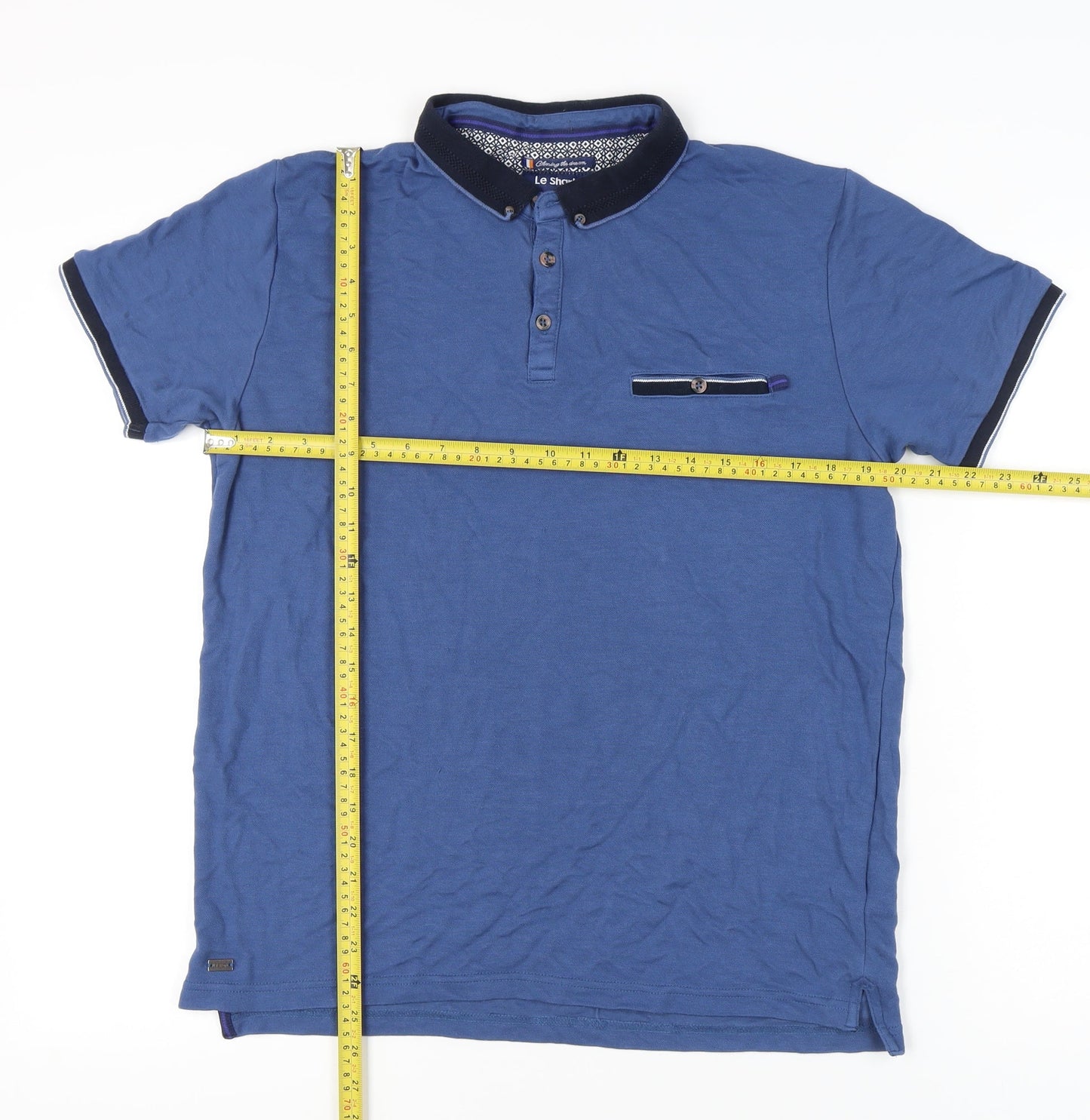 Le Shark Men’s Blue Polo Shirt Size L Short Sleeve Collared Casual