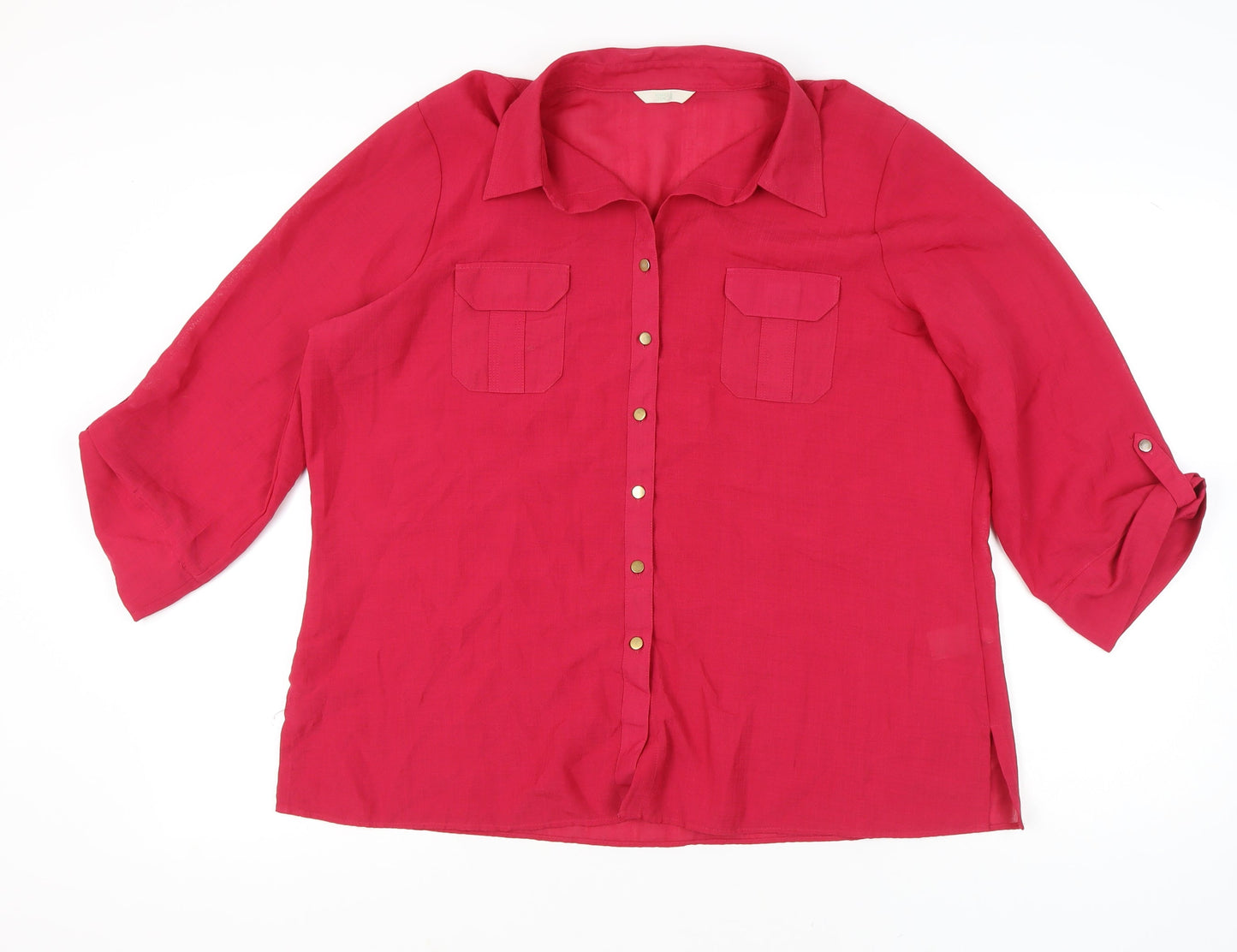 Womens UK Size 22 Marks and Spencer Pink Basic Button-Up