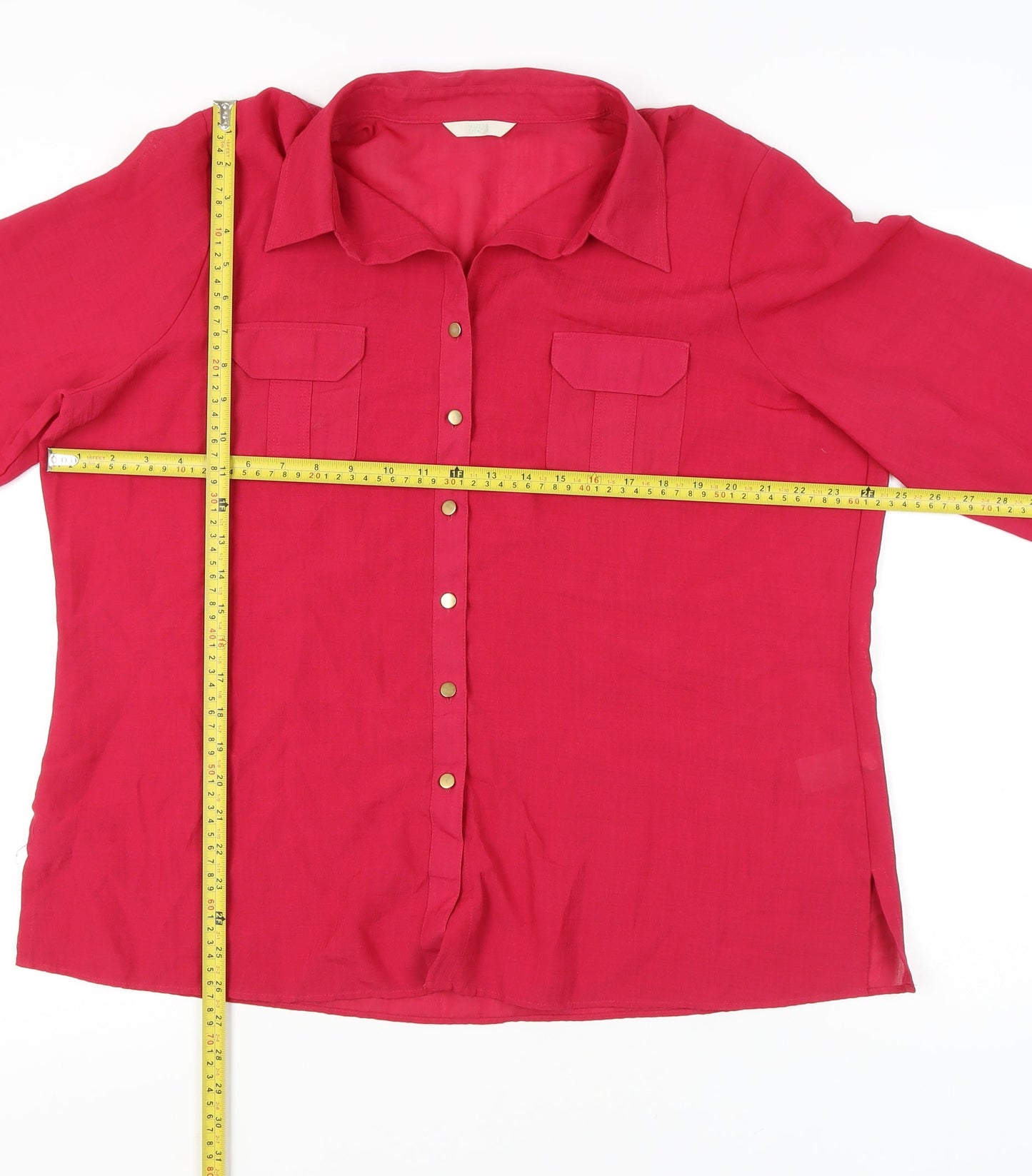 Womens UK Size 22 Marks and Spencer Pink Basic Button-Up
