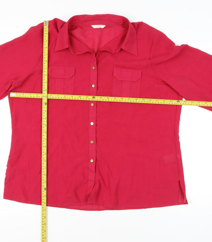 Womens UK Size 22 Marks and Spencer Pink Basic Button-Up