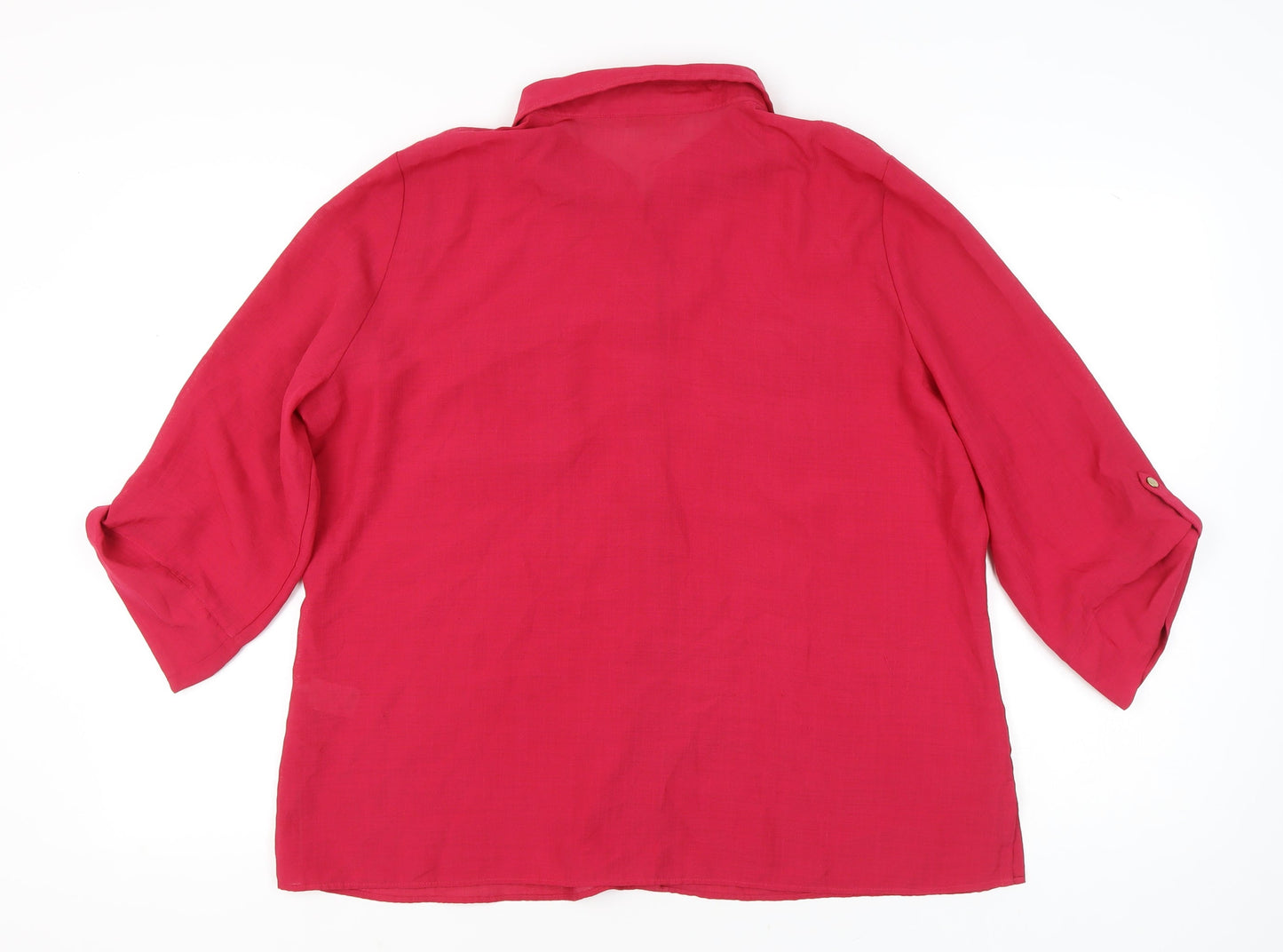 Womens UK Size 22 Marks and Spencer Pink Basic Button-Up